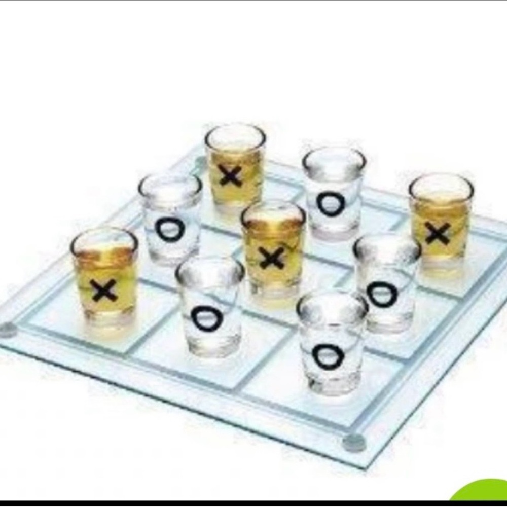 Studio Tic Tac Toe Shot Glass Set - Black and Silver.